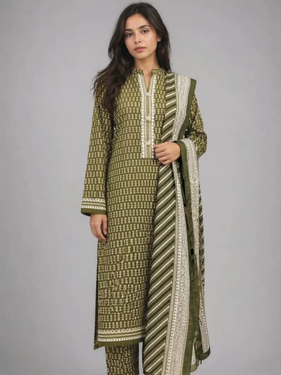 BEECHTREE MORE-BAGH KHADDAR -2026 vol.1 ( Colour Olive)
