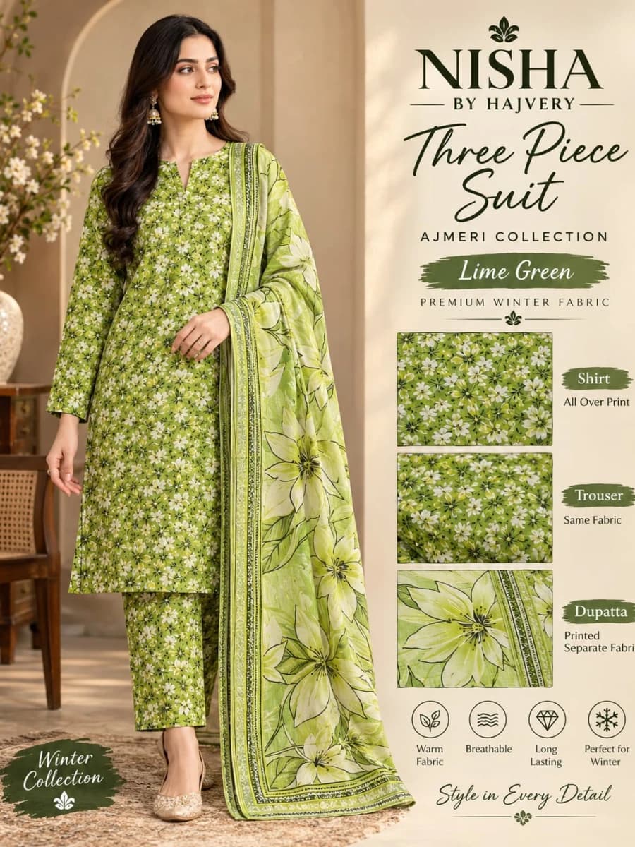 Chamki Peach Wool Printed 3-Piece Suit - Article 01