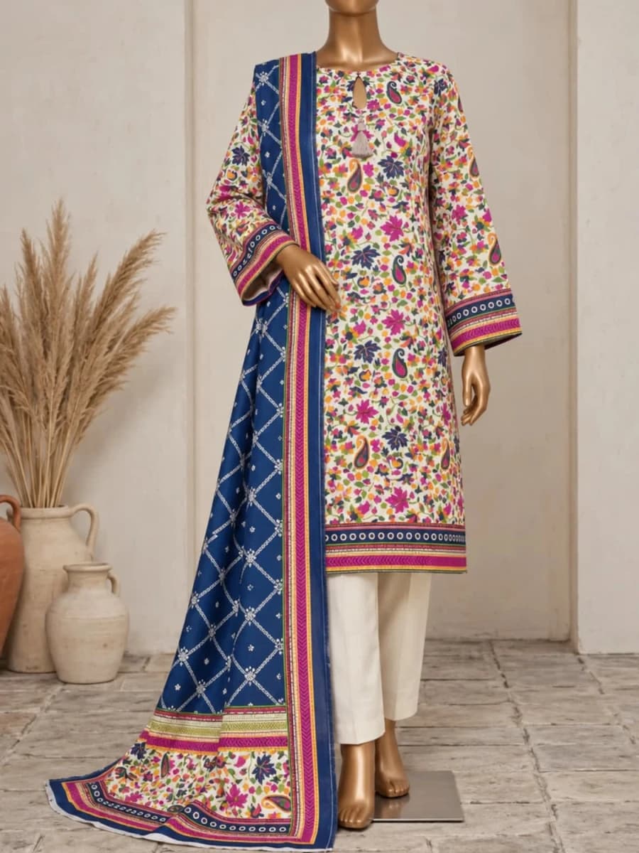 3 Pieces - Rijja By Murashe Unstitched Printed Khaddar Suit 01